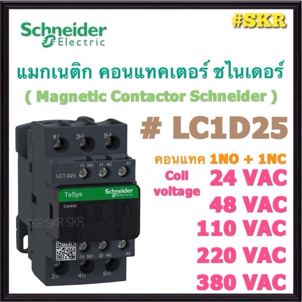 Schneider แมกเนติก LC1D25 AC 24V 48V 110V 220V 380V (1NO+1NC) MAGNETIC CONTACTOR แม็กเนติก คอนแทคเตอร์ ชไนเดอร์