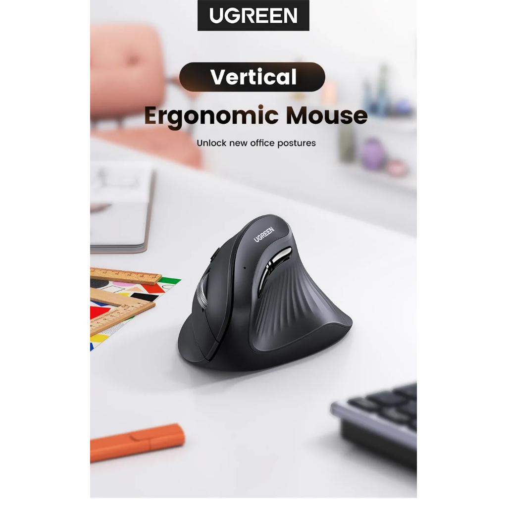 Ugreen (MU008) 45388 เมาส์ไร้สาย Vertical Ergonomic mouse เมาส์เพื่อสุขภาพ เมาส์แนวตั้งไร้สาย ไร้เสียง - รูปที่ 5