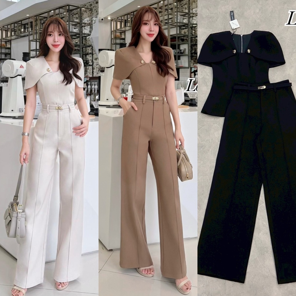 ❣️พร้อมส่ง📌 Lover เสื้อ ดีเทลเสื้อคลุมไหล่+กางเกง+เข็มขัด ผ้าสูท ใส่ออกงาน งานบุญ งานบวช PS.CLOSET