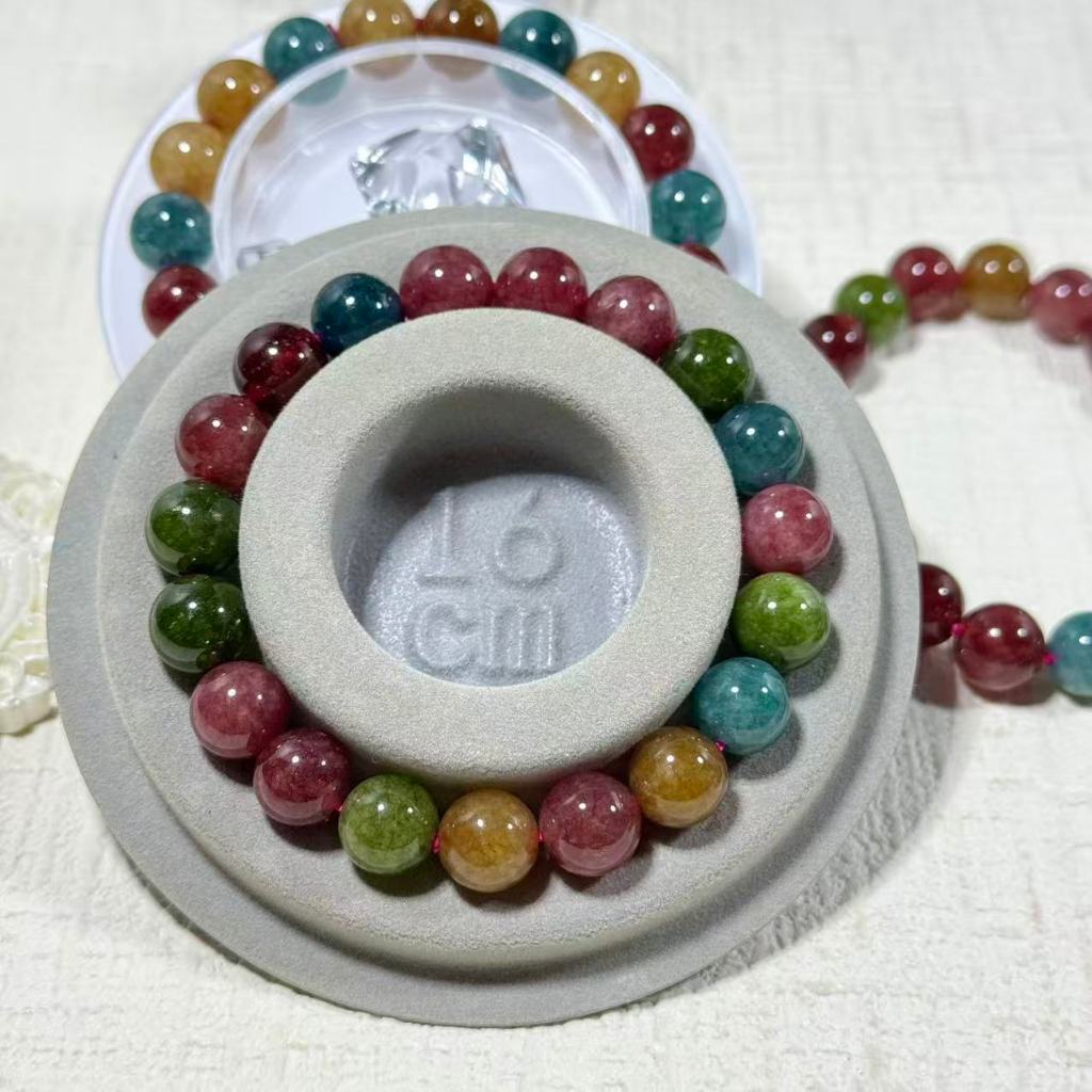 【ขายขาดทุน】Tourmaline ทัวร์มาลีน กำไลหิน ติพลังงานสูงหิน หินเสริมดวง  ทัวร์มาลีนที่มีสีสัน ขนาด10มิล - รูปที่ 7