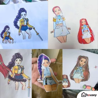 [ขายดี ซื้อซ้ำ🔥ส่งไวจากนนท์] สติ๊กเกอร์ แต่งตัว นักล่าปิศาจ KPop | DIY PVC Sticker DH