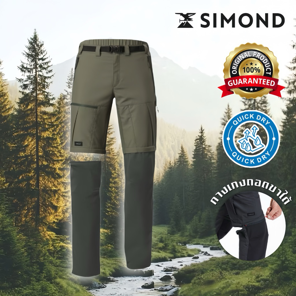 กางเกงเดินป่าขายาวถอดขาได้สำหรับผู้ชาย รุ่น MT500 (สีเขียว) FORCLAZ/SIMOND