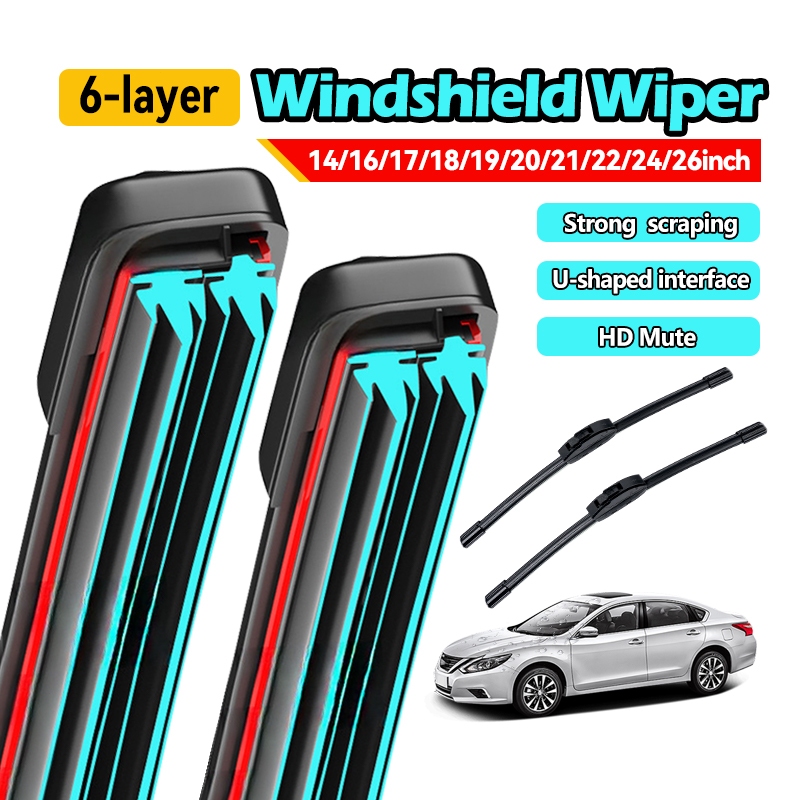 ใบปัดน้ำฝน 6ขั้น ที่ปัดน้ำฝน 14/16/17/18/19/20/21/22/24/26 นิ้ว 1PCS