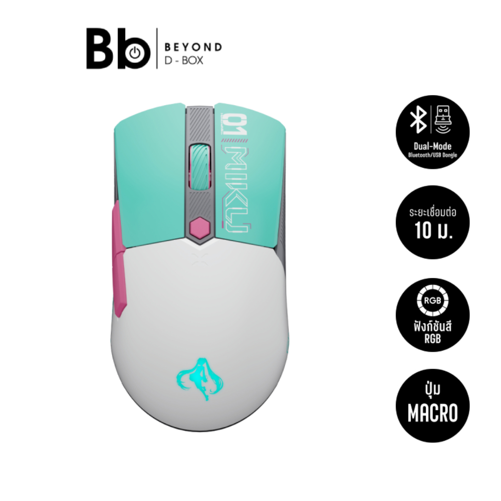 ASUS x Hatsune Miku เมาส์เกมมิ่ง ASUS Gaming Mouse Wireless Mini Hatsune Miku Edition by BB Beyond D