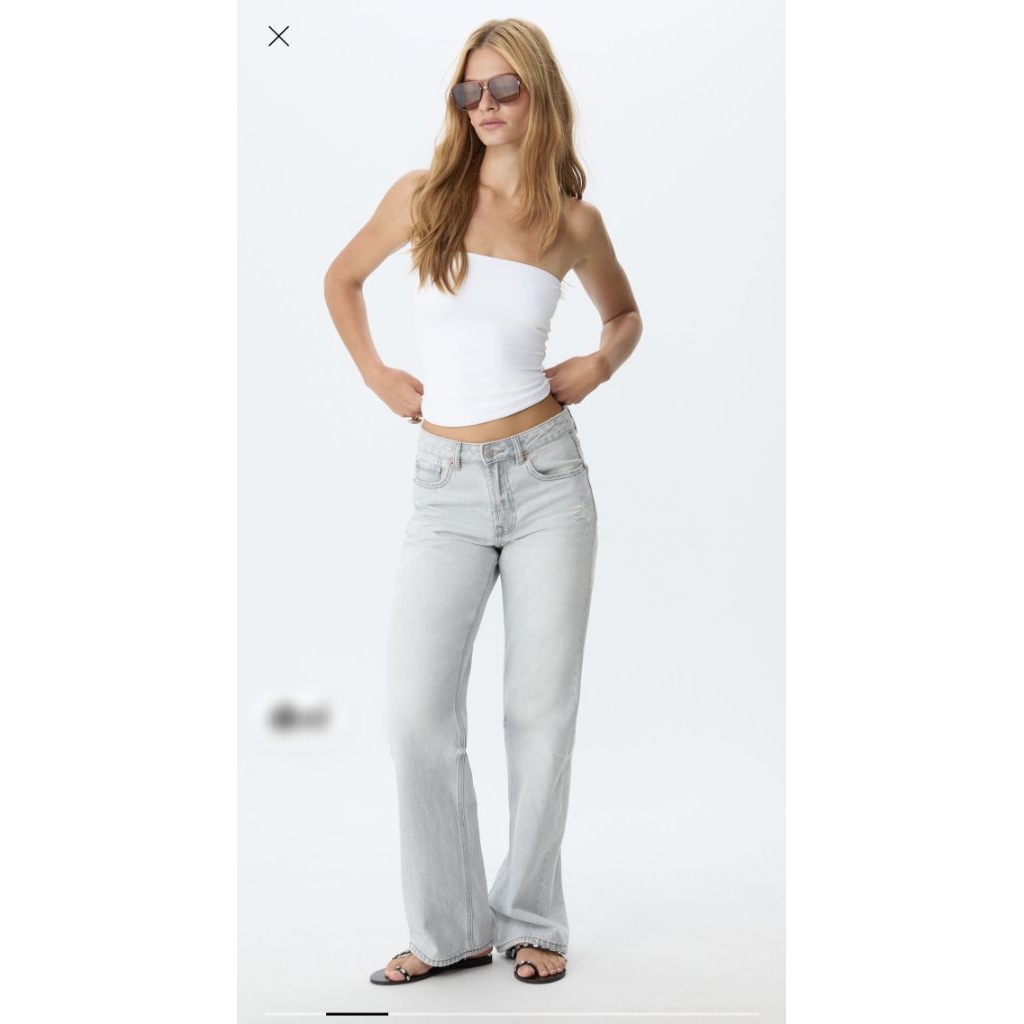 Stardivarius D92 กางเกงยีนส์ทรงกระบอกใหญ่