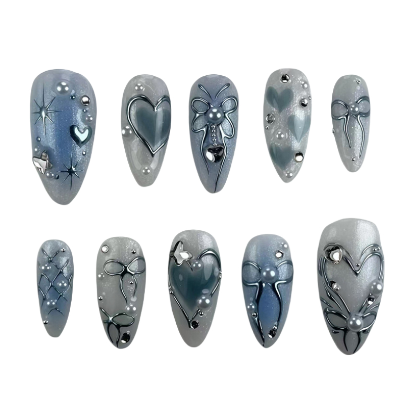 🇹🇭จัดส่งวันนี้🎁【DD1052】เล็บปลอมสำเร็จรูป เล็บปลอมยาว กันน้ำ หลากหลายสไตล์ กล่องละ 24 ชิ้น