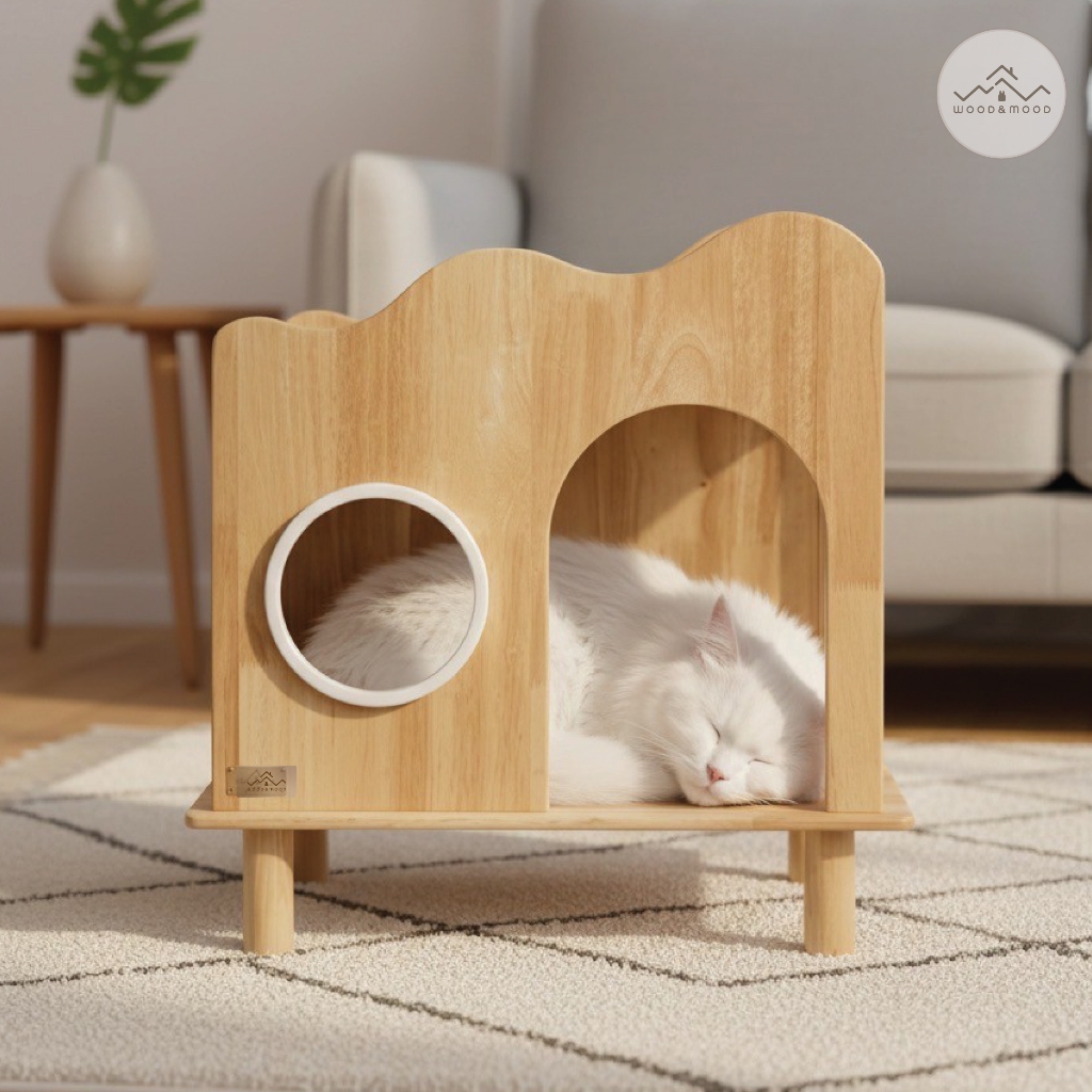 โต๊ะสี่เหลี่ยมข้างเตียงทรงโค้ง pet friendly [WOOD&MOOD] TH