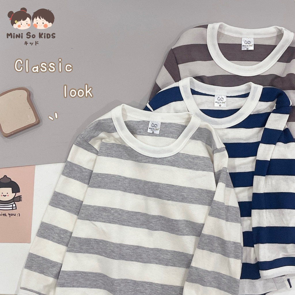 เสื้อแขนยาวเด็ก Classic look ลายขวางผ้านุ่ม👦🏻👧🏻