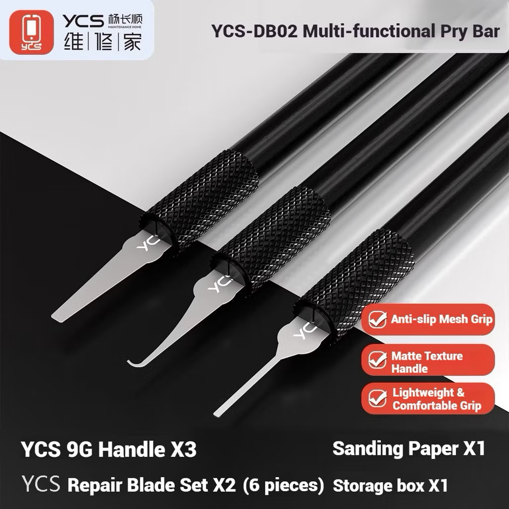 YCS DB-02 ชุดมีดอเนกประสงค์ชิปโทรศัพท์มือถือ CPU/IC Pry มีดสําหรับโทรศัพท์มือถือถอดกาวและขูดกาวใบมีด
