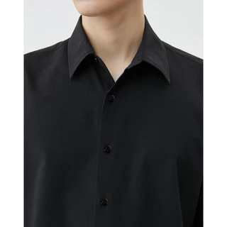 DAPPER เสื้อเชิ้ตแขนสั้น Textured Seersucker Shirt สีดำ (BCS/BK/586LS1)