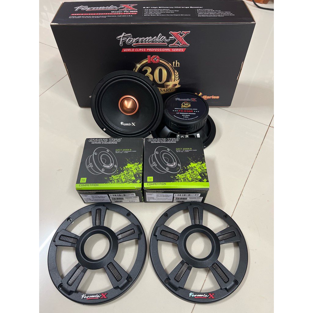 ชุดละ 3949บาท 6.5“กลาง ยี่ห้อ Formula-x รุ่น FX-638R วอย1.5” 96.5dB 120-10KHz 2ดอก แหลมจาน GROUND ZE