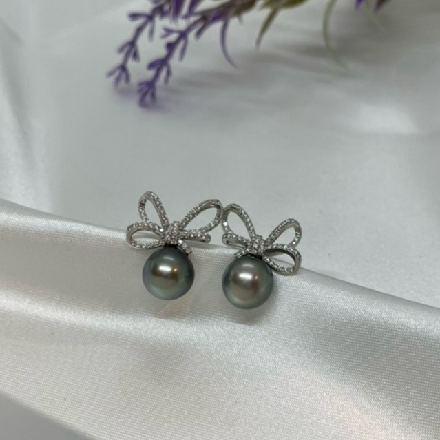 10.1 mm Tahiti Pearl Ribbon Earrings 🎀