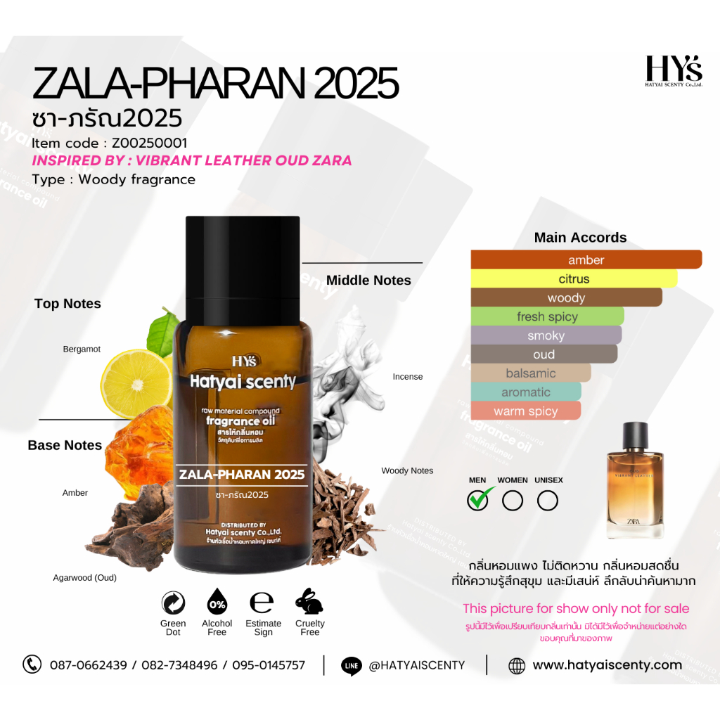 หัวเชื้อน้ำหอม กลิ่น ZALA-PHARAN 2025 ซา-ภรัณ2025 ลด 10%