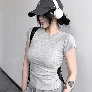 เสื้อยืด คอสูง แขนสั้น ทรงเข้ารูป เสื้อยืดลำลองผู้หญิง ผ้านิ่มใส่สบาย เข้ากับทุกการแต่งกายแมตท์ลุคง่าย B158