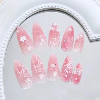 【สินค้าใหม่DD971] พร้อมส่งในไทย แฟลชเจาะเล็บปลอม เล็บปลอมกันน้ำ กล่องละ 24 ชิ้น เล็บปลอมสำเร็จรูป