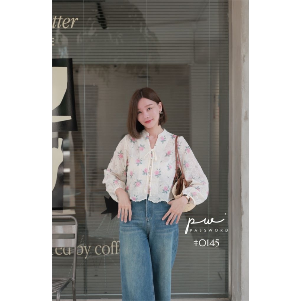 password #0145เสื้อผ้าคอตตอนซิลค์ ลายดอกไม้สีสวยละมุนละไม