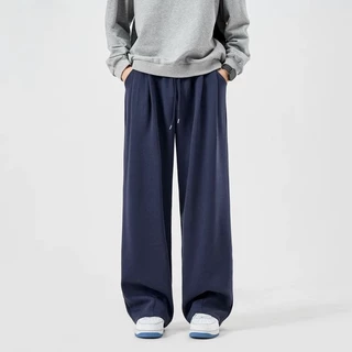 B&R รุ่นใหม่ กางเกงกีฬา Sweatpants สีล้วน การออกแบบเอวยางยืดแบบมีเชือกรูด สไตล์สตรีท แฟชั่นแมทช์ง่าย