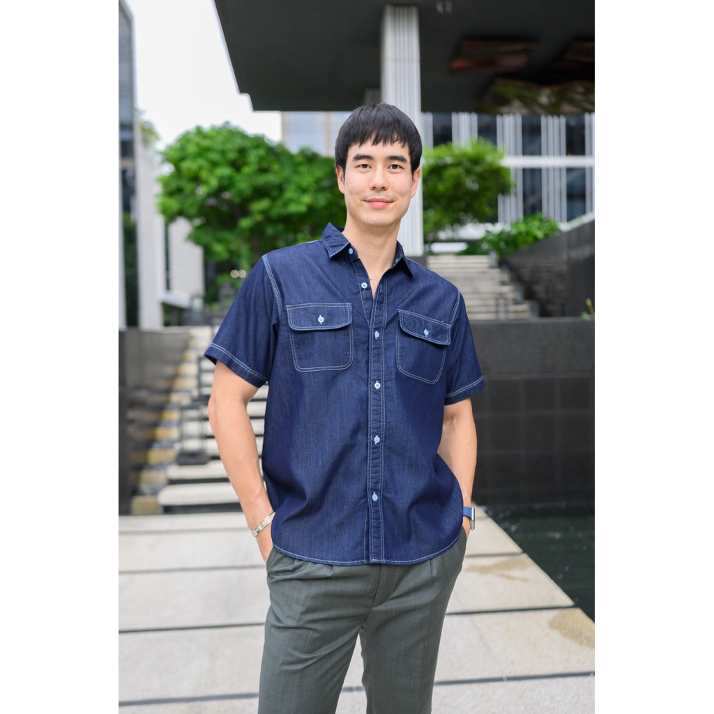 เสื้อยีนส์ 2 กระเป๋า เนื้อบาง 6 ออนซ์ อก 44 นิ้ว - 56 นิ้ว