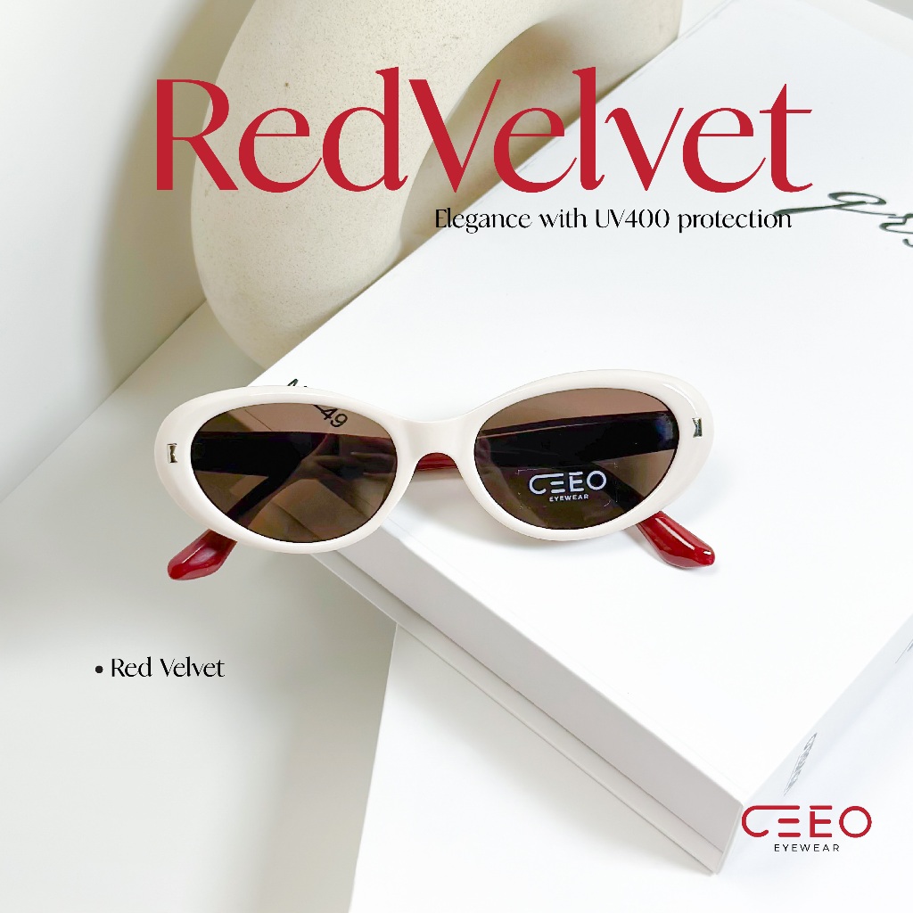 CEEO แว่นกันแดด Red Velvet รุ่น Camelia ทรงรี สไตล์เกาหลี ใส่แล้วหน้าเรียวสวย ป้องกันยูวี400 พร้อมกล่อง [ส่งจากไทย]