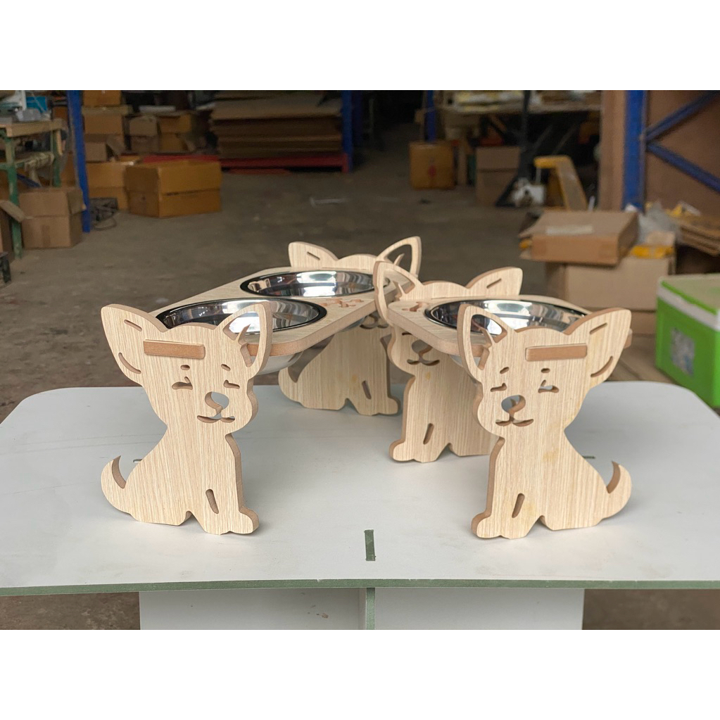 004Dog ชามหมา 1 หลุม 2 หลุม สไตล์ มินิมอล
