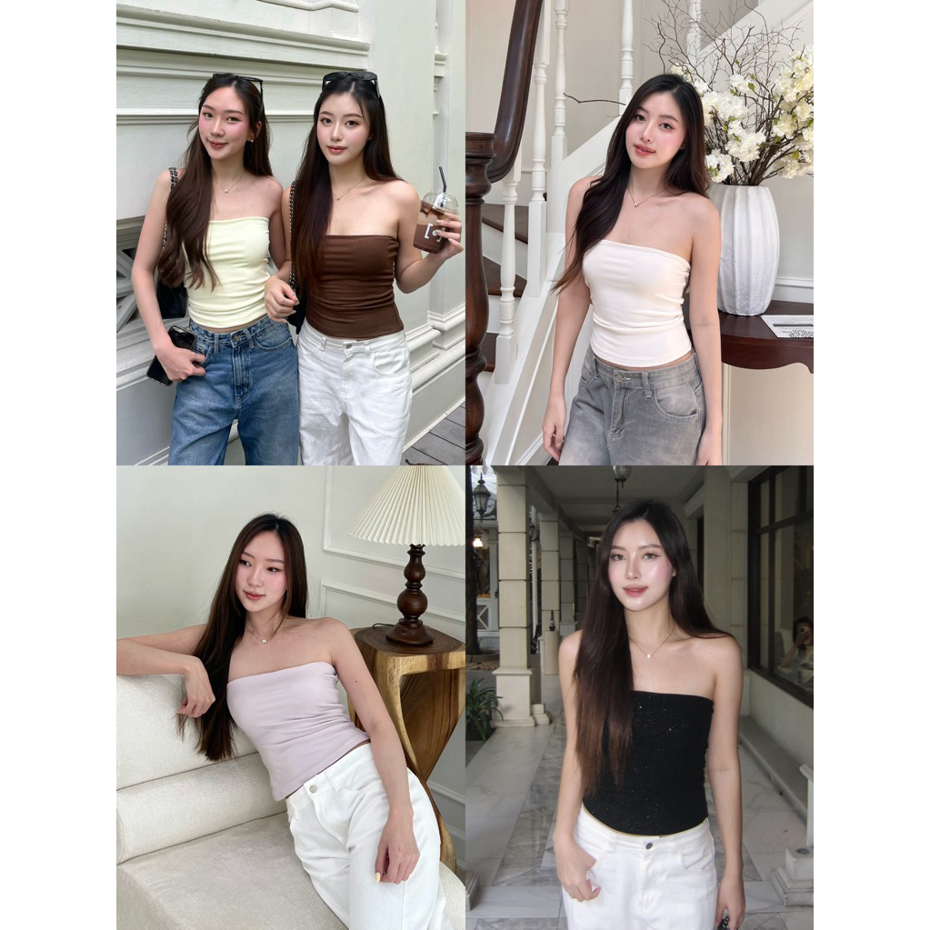 kim top by shewear.bkk เกาะอกตัวยาว ผ้าเรย่อน glitter