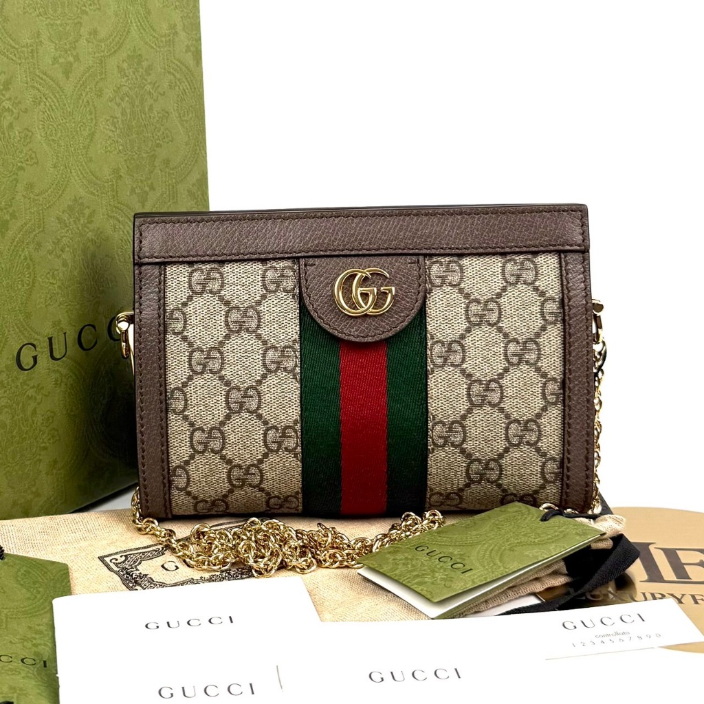 GUCCI BAGS GG SUPREME SHOULDER BAG/CROSSBODY BAG 602676 สี Brown ของแท้ 100%