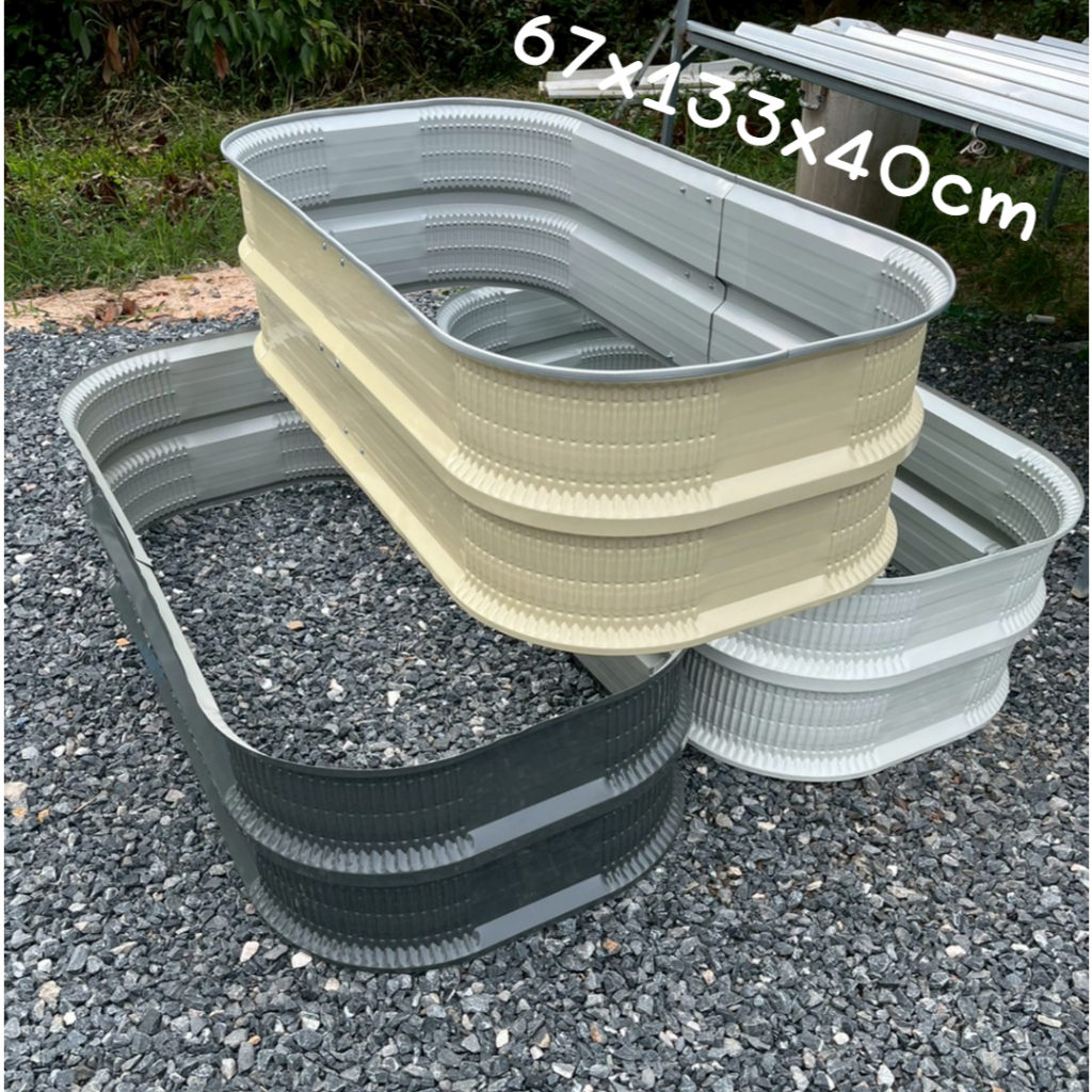 [ทรงเหลี่ยม]กระถางเมทัลชีทปลูกผัก ขนาดกว้าง67cmxยาว133cmxสูง40cm ปลูกดอกไม้ต้นไม้