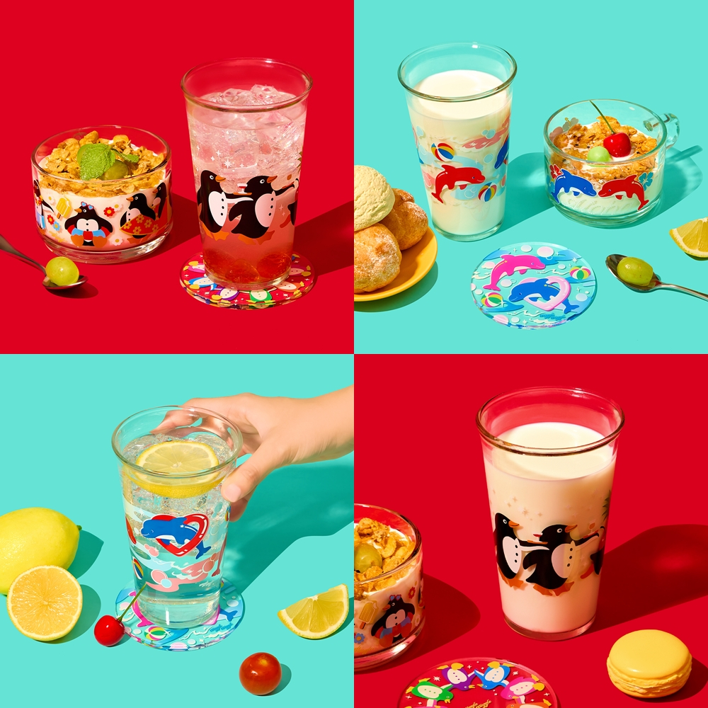 ( พร้อมส่ง ) Wiggle Wiggle Paradise Glass Cup 500ml แก้วน้ำแก้วใสลายพาราไดซ์
