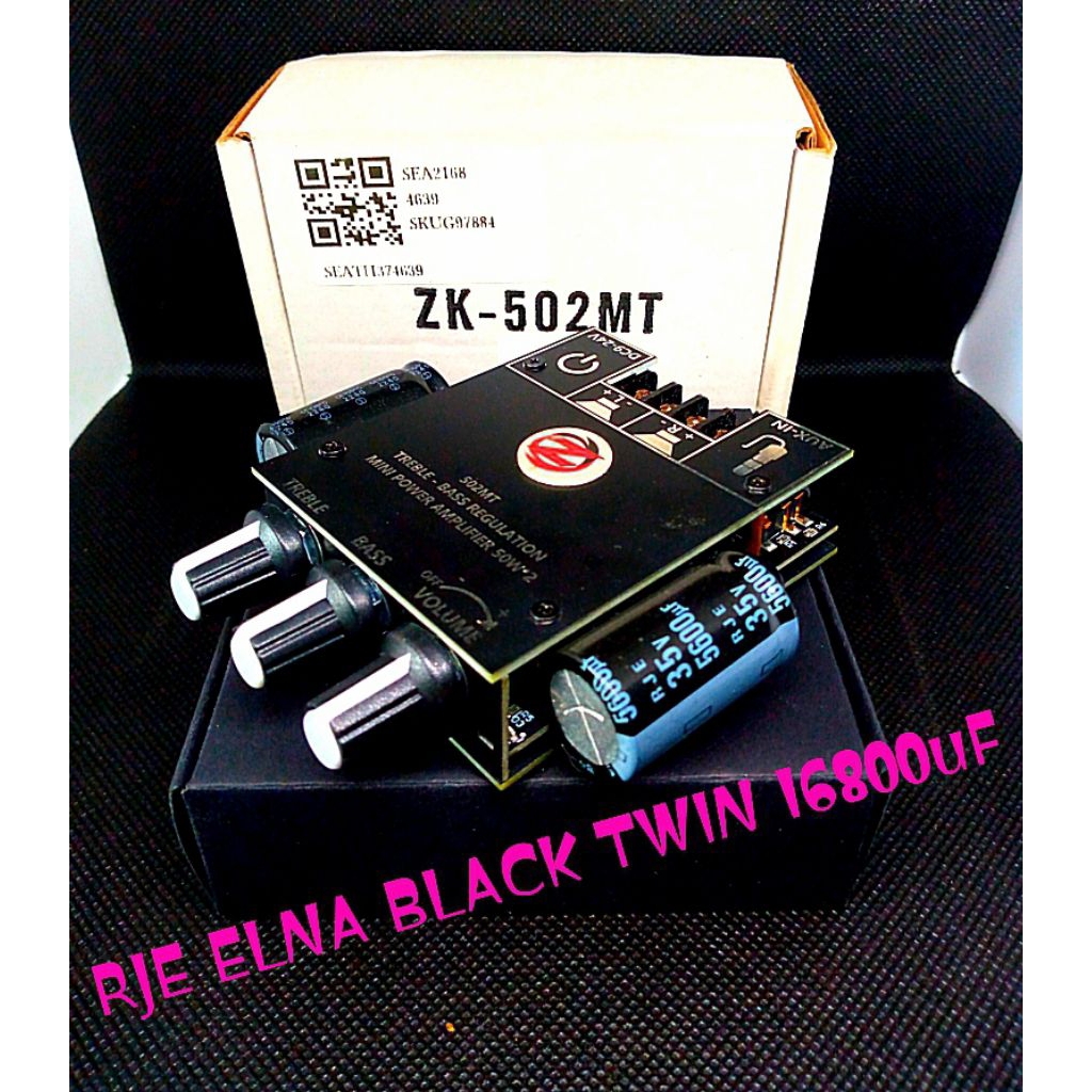 แอมป์จิ๋วโม 100w (RJE ELNA BLACK TWIN 16800uF) ZK-502MT