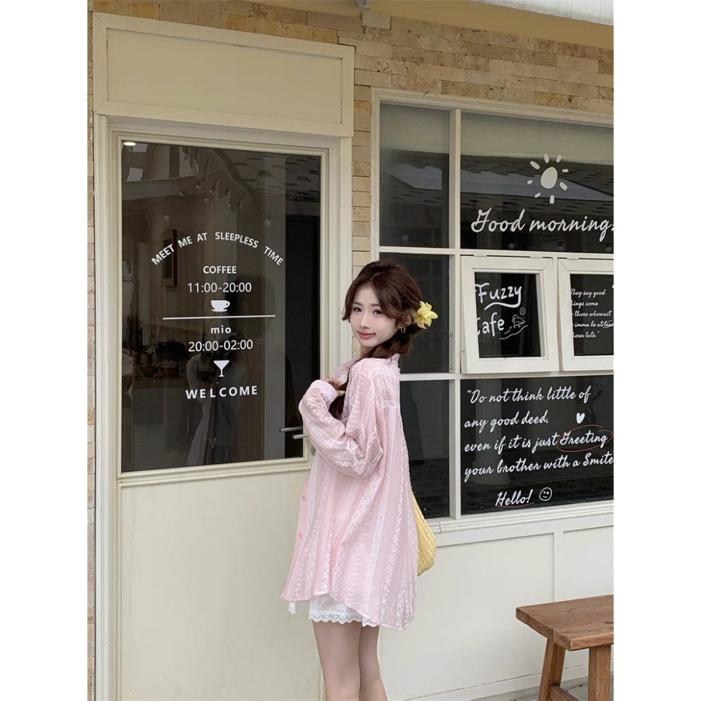 พร้อมส่งจากกทมเสื้อเชิ้ตกันแดดแขนยาวผู้หญิง ทรงหลวม รูปที่ 7