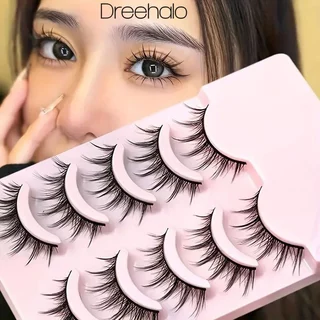 Dreehalo ขนตาปลอม 5 คู่ ขนฟู นุ่ม ธรรมชาติ ทรงกากบาท แกนอ่อนนุ่ม ไม่แทงตา ใส่สบาย 003