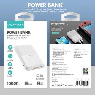 【แถมสายชาร์จ 】ALPHA X 10000mAh Power bank รุ่นB10PD แบตสำรองพกพา ชาร์จเร็ว ขนาดเล็ก【รับประกัน 1 ปี 】