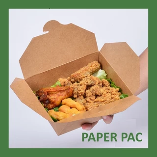 ( 50 ใบ ) กล่องกระดาษแบบล็อค กระดาษคราฟท์ Food Grade ซึ่งเป็นมิตรต่อสิ่งแวดล้อม