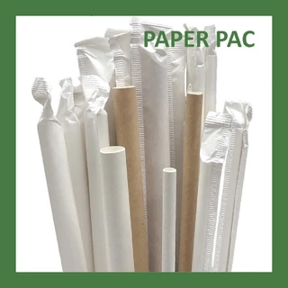 [100 ชิ้น] หลอดกระดาษ สีขาว 6 มม x 197 มม เป็นมิตรกับสิ่งแวดล้อม ย่อยสลายได้ Paper Straw