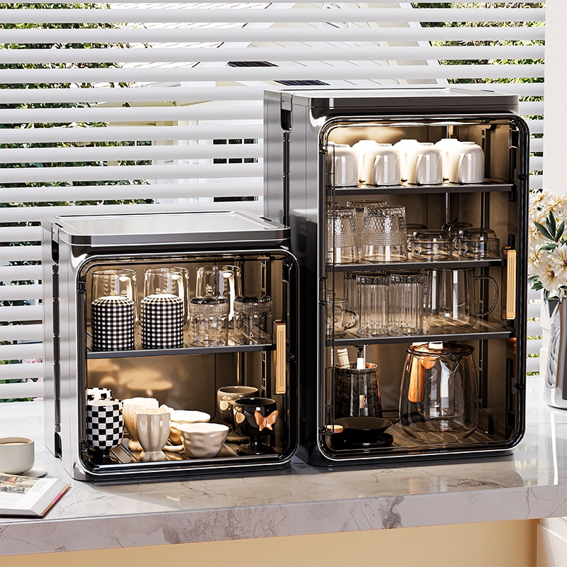 Wise ตู้เก็บของถ้วย ตู้วางแก้วกาแฟ กันฝุ่น ที่เก็บชุดน้ำชา แก้วกาแฟ จัดระเบียบ แข็งแรงทนทาน แบบใส ตู้เก็บของอเนกประสงค์