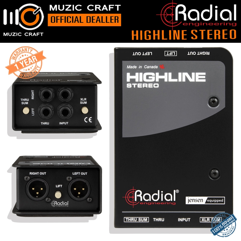 Radial Highline Stereo *ของแท้รับประกัน 1ปี* Passive Stereo Line DI Box / Isolator, ดีไอบ็อกซ์/ ไอโซ