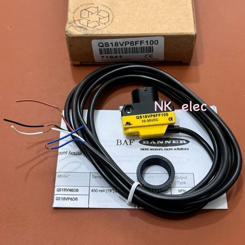 QS18VP6FF100 Photo Electric Sensor ชนิด PNP-NO/NC 4 สาย พร้อมส่ง🇹🇭