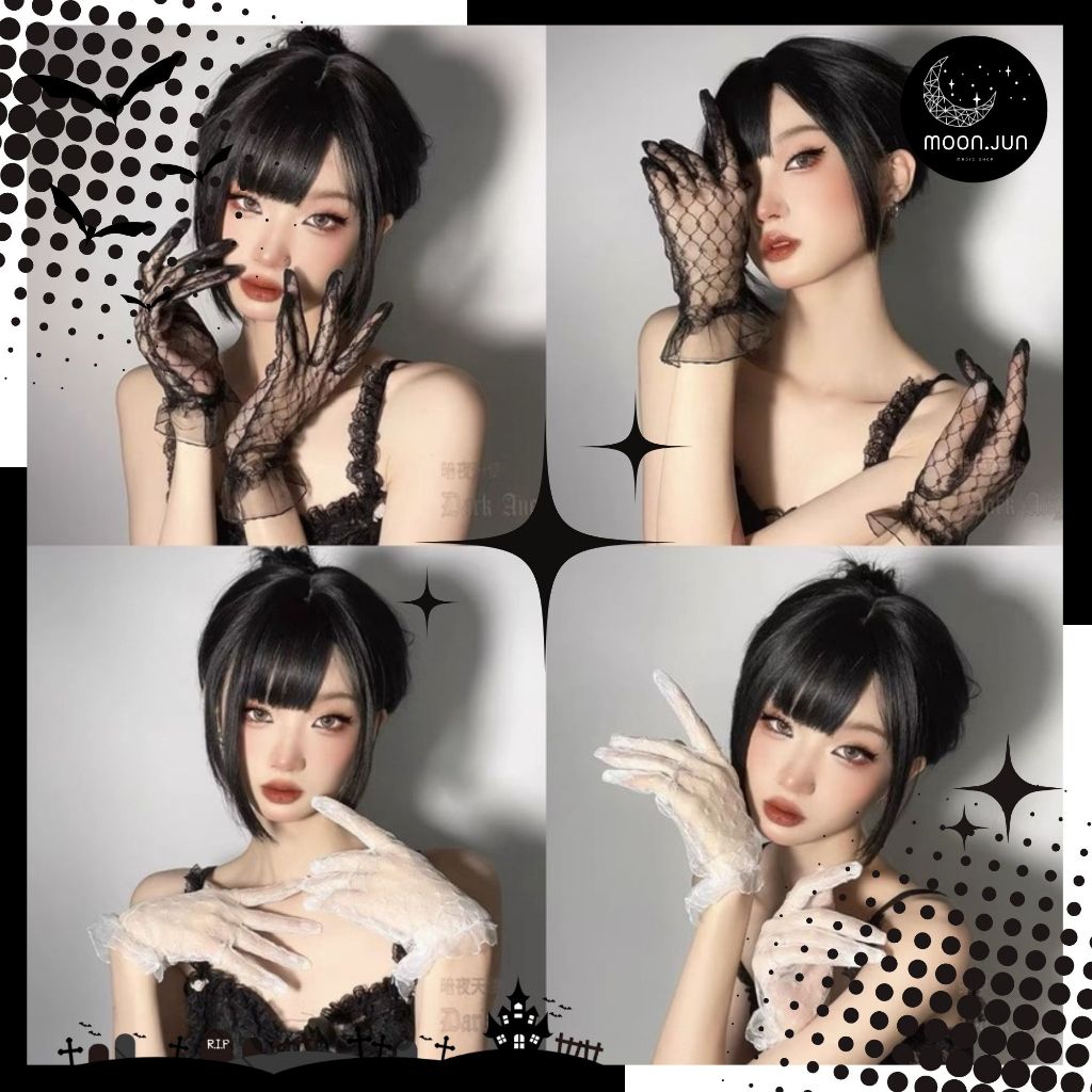 🔮 ลูกไม้ ถุงมือเจ้าสาว ถุงมือซีทรู 🔮 SET CC-003 พร้อมส่งจากไทย