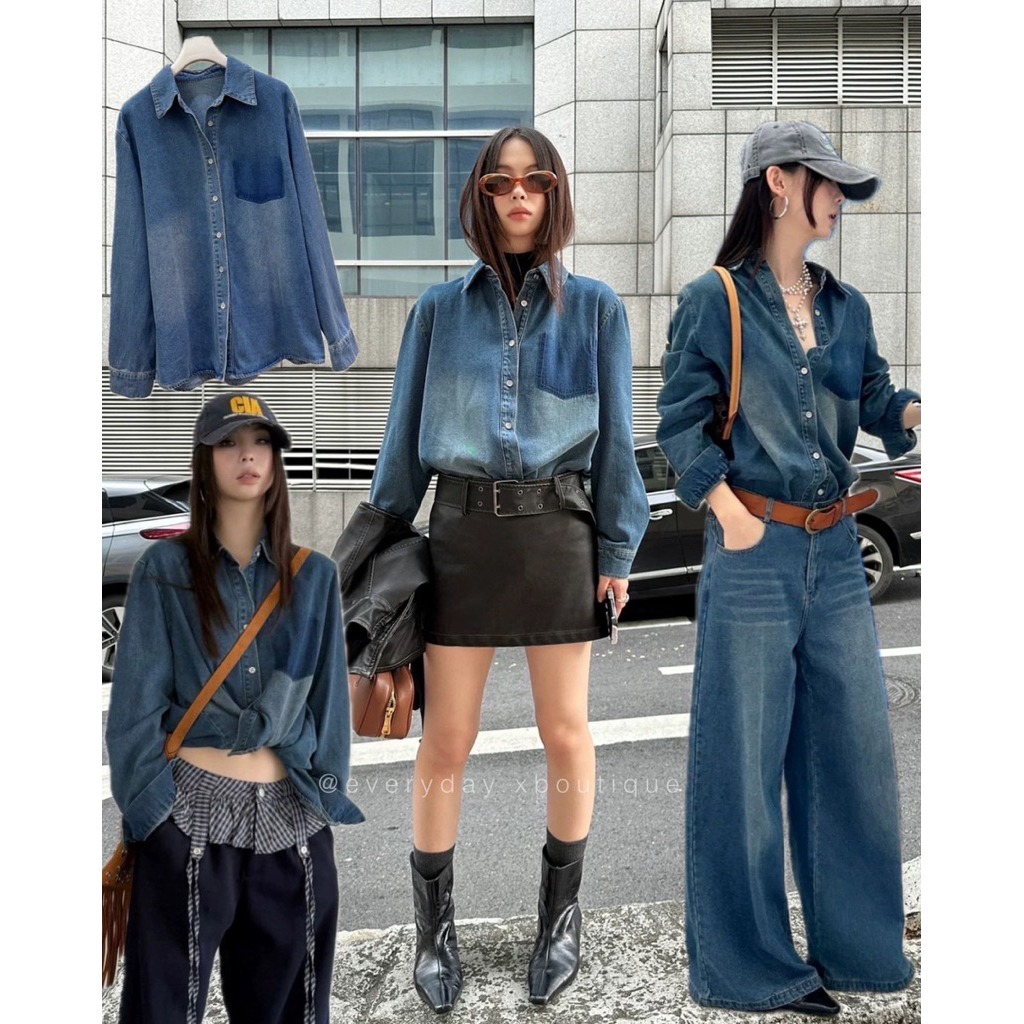 𝗗𝗘𝗡𝗜𝗠 𝗗𝗔𝗜𝗟𝗬 𝗦𝗛𝗜𝗥𝗧💙(690฿) ONSEASON เสื้อยีนส์ที่ใส่แล้วดูเท่แบบ effortless แมทช์กับกางเกงหรือกระโปรงก