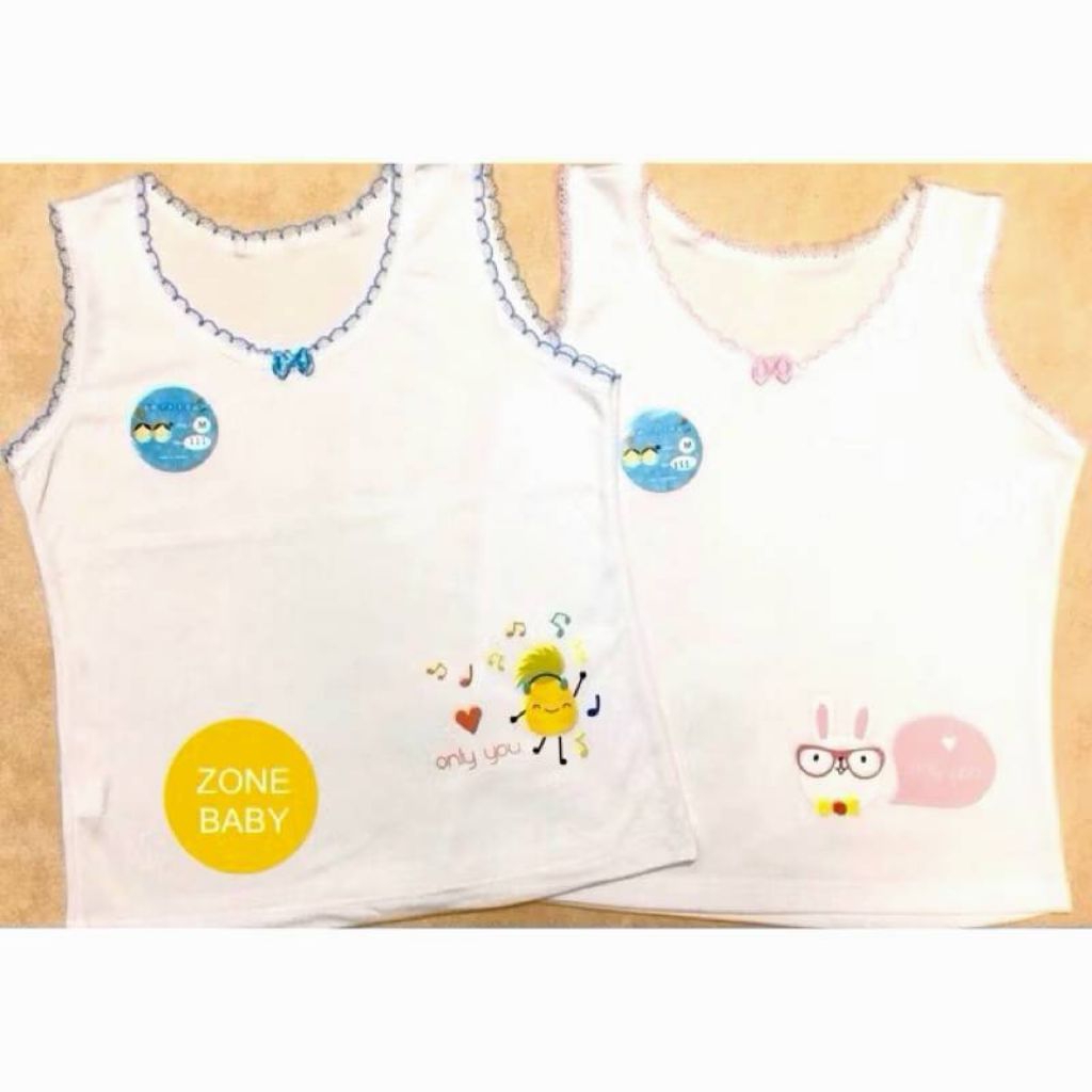เสื้อกล้ามซับในเด็กผู้หญิง เนื้อผ้าดี มีขอบระบายลูกไม้สีหวาน พิมพ์ลายการ์ตูนน่ารัก