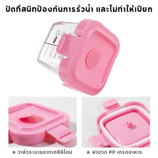KAWA 【3 ชิ้น/ชุด】160ml กล่องเก็บอาหาร กล่องแก้วเก็บอาหารอาหารทารกแช่แข็ง ถ้วยแก้วใส่อาหาร กล่องเก็บอาหารเด็ก