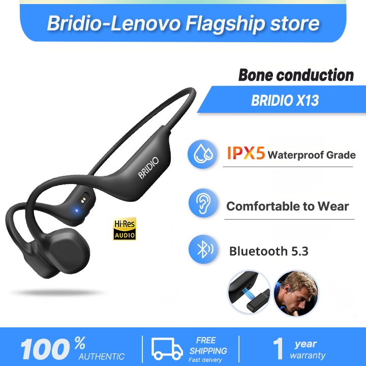 Bridio X13 หูฟังบลูทูธ แบบกระดูกนำเสียง กันน้ำ IPX5 น้ำหนักเบา พร้อมไมโครโฟน ระบบ 100%แท้Bone Conduction ใช้งานได้นาน