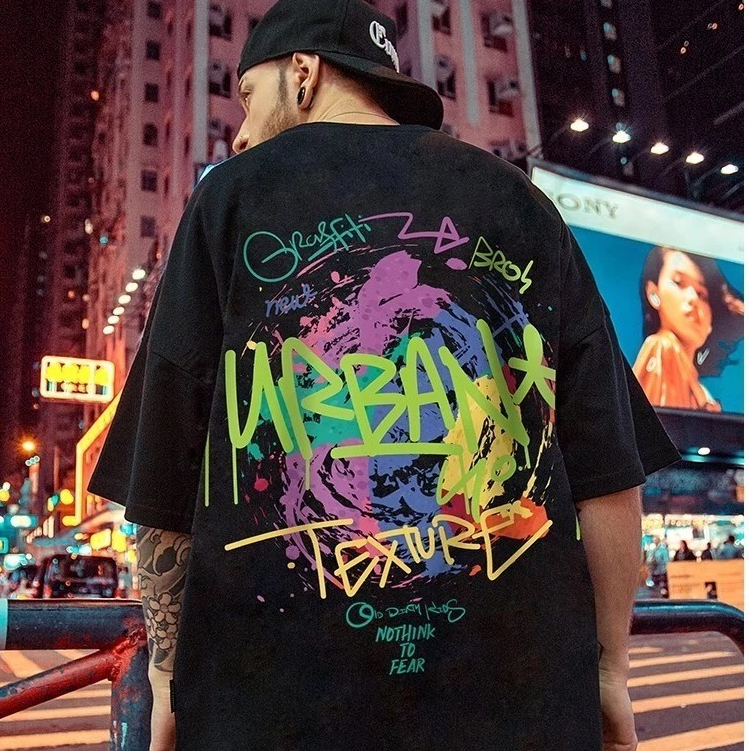 เสื้อยืด Oversize เสื้อแขนสั้นผู้ชาย เสื้อยืดคอกลม t shirt ไม่ต้องรีด