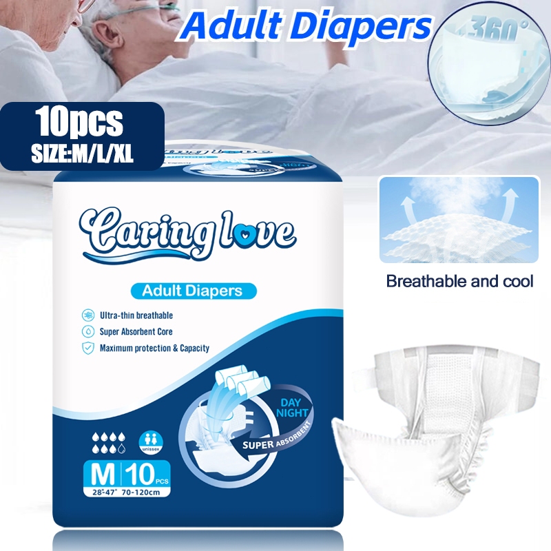 Caring love ผ้าอ้อมผู้ใหญ่ สูตรบางเบา มีอัตราการดูดซึมสูง 2000CC S/M/L/XL（10-30pcs）Adult Diapers/Pants
