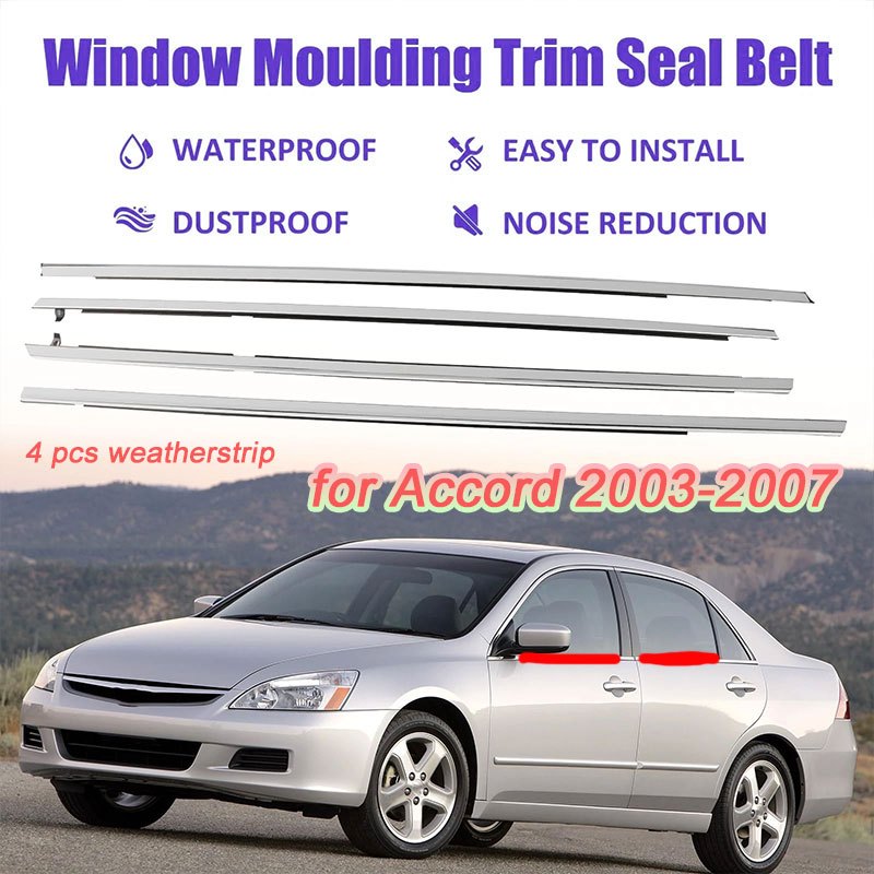 ยางรีดนำ้ขอบกระจก  ราคา4เส้น คิ้วรีดน้ำประตู ยางขอบกระจกรถยนต์ Accord For ACCORD  ปี 2003-2007 G7 - รูปที่ 2