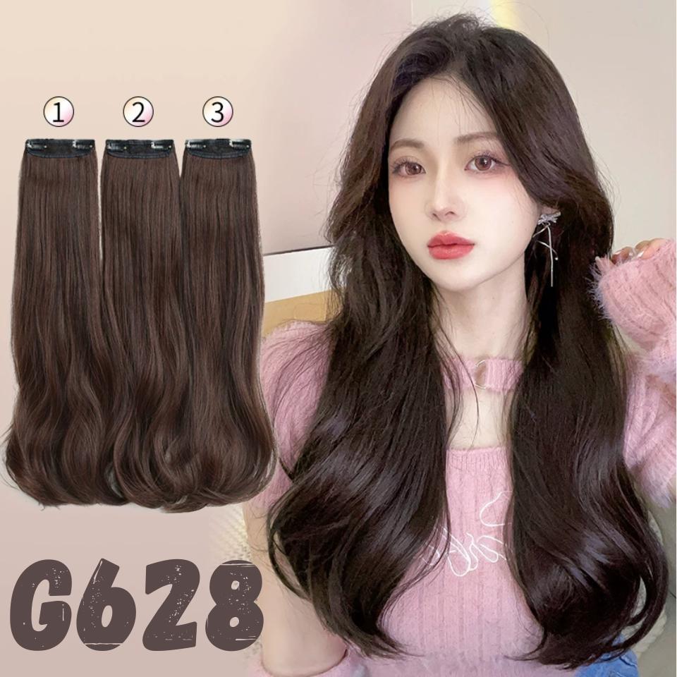 รหัส G628 - แฮร์พีชแบบแบ่งติด ผมลอนคลาย ความยาว 45 ซม. (ความกว้างต่อ 1 แพ 10 ซม.) - แถมหวี -