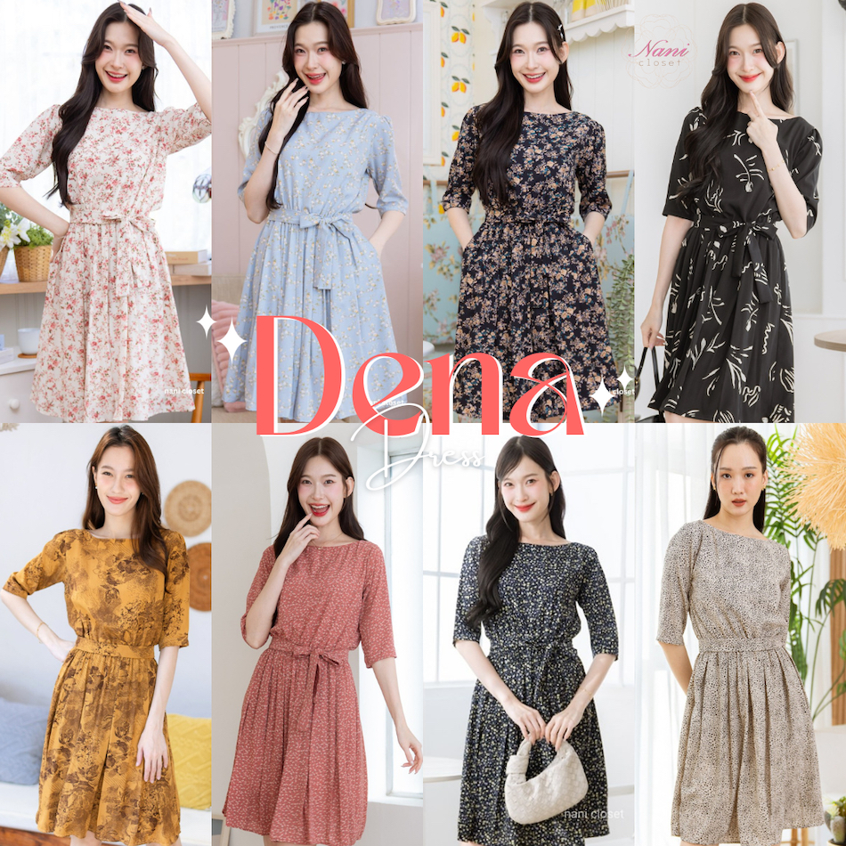 Dena Dress เดรสคอปาด ทรงสวย กระโปรงทวิส ลายดอกไม้เล็กๆละมุนทุกมุมมององศา ทรงสวยแบบฟอเอฟเวอร์ซิสขาา~