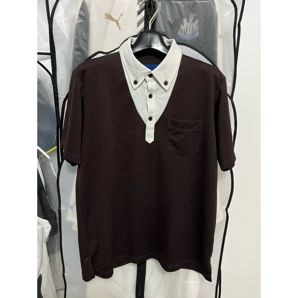 เสื้อกีฬา WSP สีน้ำตาล คอปก Size L จากญี่ปุ่น