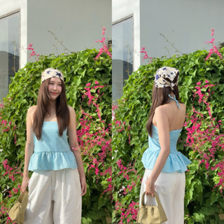 comiing.sn - Candy top เสื้อเกาะอก เสื้อคล้องคอลายจุด