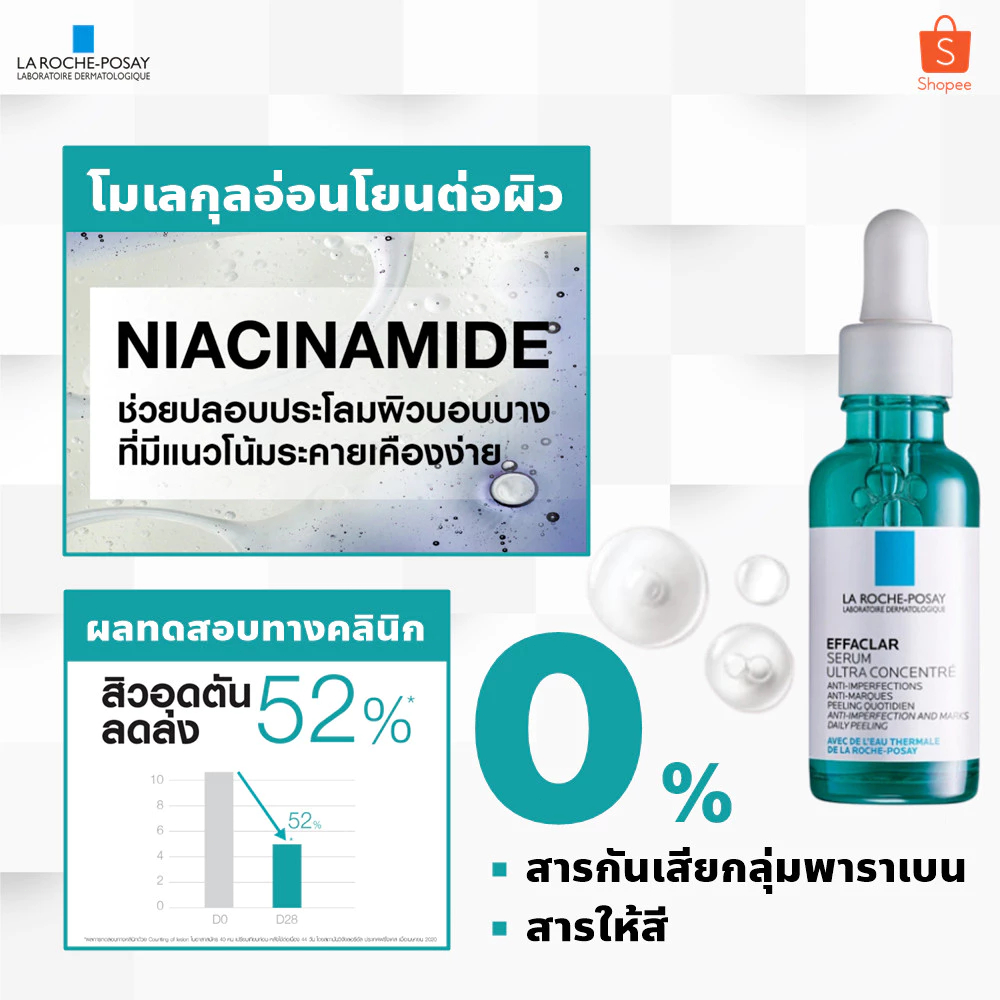 LA Roche Posay Serum ลา โรช-โพเซย์ เซรั่มบำรุงผิว 30ML(Effaclar/Hyalu B5/Mela B3)